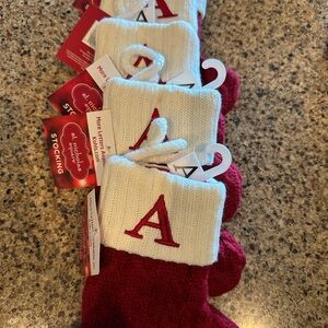 St. Nicholas Square Red and white small sized Christmas stocking